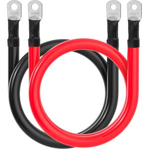 2/0 AWG Battery Cable 2/0AWG Gauge Battery Inverter Cables for Automotive Solar Marine Boat RV Car Motorcycle (2/0 AWG, 3FT, 3/8"+5/16")