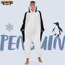 Spooktacular Creations Halloween Dalmatian Dragon Triceratop Unisex Costume, Adult Animal Costume Halloween Costume Party (Medium, White Penguin)