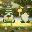 TERESA'S COLLECTIONS St. Patricks Decorations Outdoor for Home, 2Pcs Metal Gnome Decor Garden Stakes, Saint Patricks Yard Art Welcome Signs Gifts, Luck of The Irish Decor Yard Lawn Porch, 25" (Large, Green)