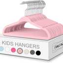 BAGIAL 50 Pack Kids Velvet Hangers 14 Inches Children's Clothes Hangers Non-Slip Baby Hangers for Infant/Toddler (Blush Pink)