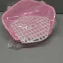 kathson Rabbit Litter Box Pet Toilet Cage Box Potty Trainer Corner with Small Animal Cage Cleaner Broom Brush Dustpan for Bunny Chinchilla Guinea Pig Ferret (Pink)
