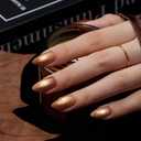 VSALON Press On Nails Short Almond, Brown Cat Eye Sparkle Fake Nails Kit, Reusable Glue on Nails, 32 Pcs Stick On Nails in 16 Size