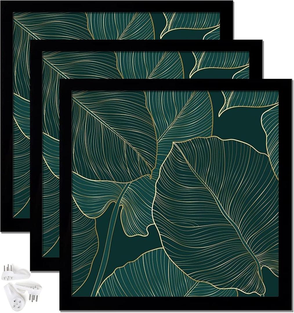 Black Picture Frame Set of 3, 24x24 Picture Frame for Square Photo Poster Canvas Certificate Document Display Horizontally or Vertically High Transparent Wall Gallery(Size 24 x 24 inches)