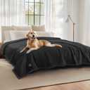 Luciphia Waterproof Pet Blankets, Liquid Pee Proof Dog Blanket for Sofa Bed Couch, Reversible Sherpa Fleece Furniture Protector Cover for Small Medium Large Dogs Cats, Black King Size100" x 85"