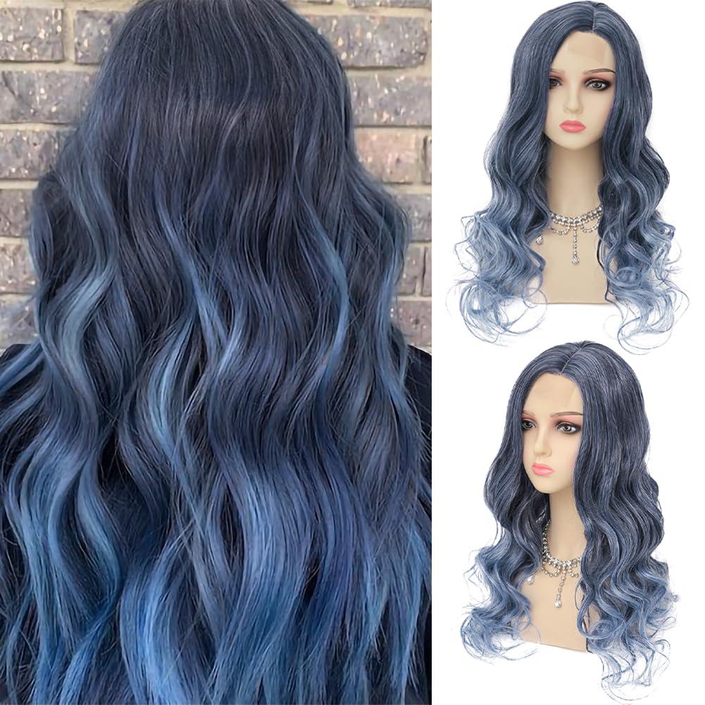 Wig Long Curly Wavy Middle Part Synthetic Heat Resistant Wig for Women