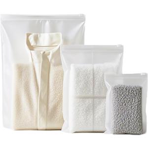 Clothing Packing Bags for Travel - Translucent Reusable Space Saver Bag - Ziplock Storage Pouches for Organizing Clothes,Shoes,Cosmetics- 10 Sets in 3 Sizes(10 Large/10 Medium/10 Small)