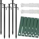 Heavy Duty Steel Tree Support Kit, Tree Stake Kit for Newly Planted Trees Against Bad Weather, Include 6 PCS Tree Straps for Staking, 6 PCS Tree Stakes and 2 PCS Rope of 31.2 FT for Anchoring (2)