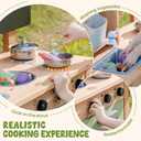ROBUD Mud Kitchen for Kids Outdoor, Wooden Kids Mud Kitchen with Removable Sink, Planting Cup, Oven, Chalkboard, Utensils & Storage, Green Outdoor Play Kitchen for Ages 3+