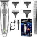 KEMEI Professional Beard and Hair Trimmer for Men, Cordless T-Blade Trimmers, Electric Hair Clippers for Barbers and Stylists, All Body Grooming Model 1949 (Km-19499-silvery)