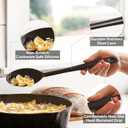 2 x DI ORO Silicone Spoons for Cooking - Large Kitchen Spoons for Mixing, Serving, & Stirring - 600°F Heat-Resistant Non Stick Utensils – Big Solid & Slotted - Dishwasher Safe (2pc, Black)