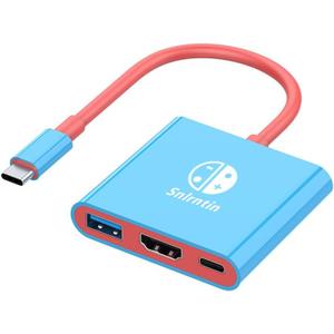 Docking Station for Nintendo Switch, 3-Port USB C Multiport Digital AV Converter Adapter with 4K HDMI USB 3.0 100W Charging Port, Switch Travel Dock with HDMI for MacBook Pro, Dell XPS, HP, etc