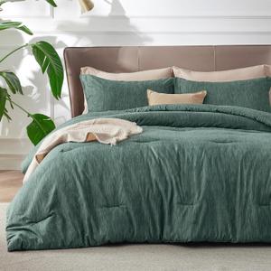 Bedsure King Size Comforter Set - Emerald Green Soft Bedding for All Seasons, Cationic Dyed Bed Set, 3 Pieces, 1 King Size Comforter (104"x90") and 2 Pillow Shams (20"x36"+2")