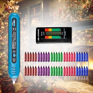 allsun Christmas Light Tester and Fixer with 50 Bulbs & Battery Tester, Non-Contact Voltage Detector Pen for Holiday String Lights, Fuse Tester Gun, Christmas Tree Light Repair Tool Kit