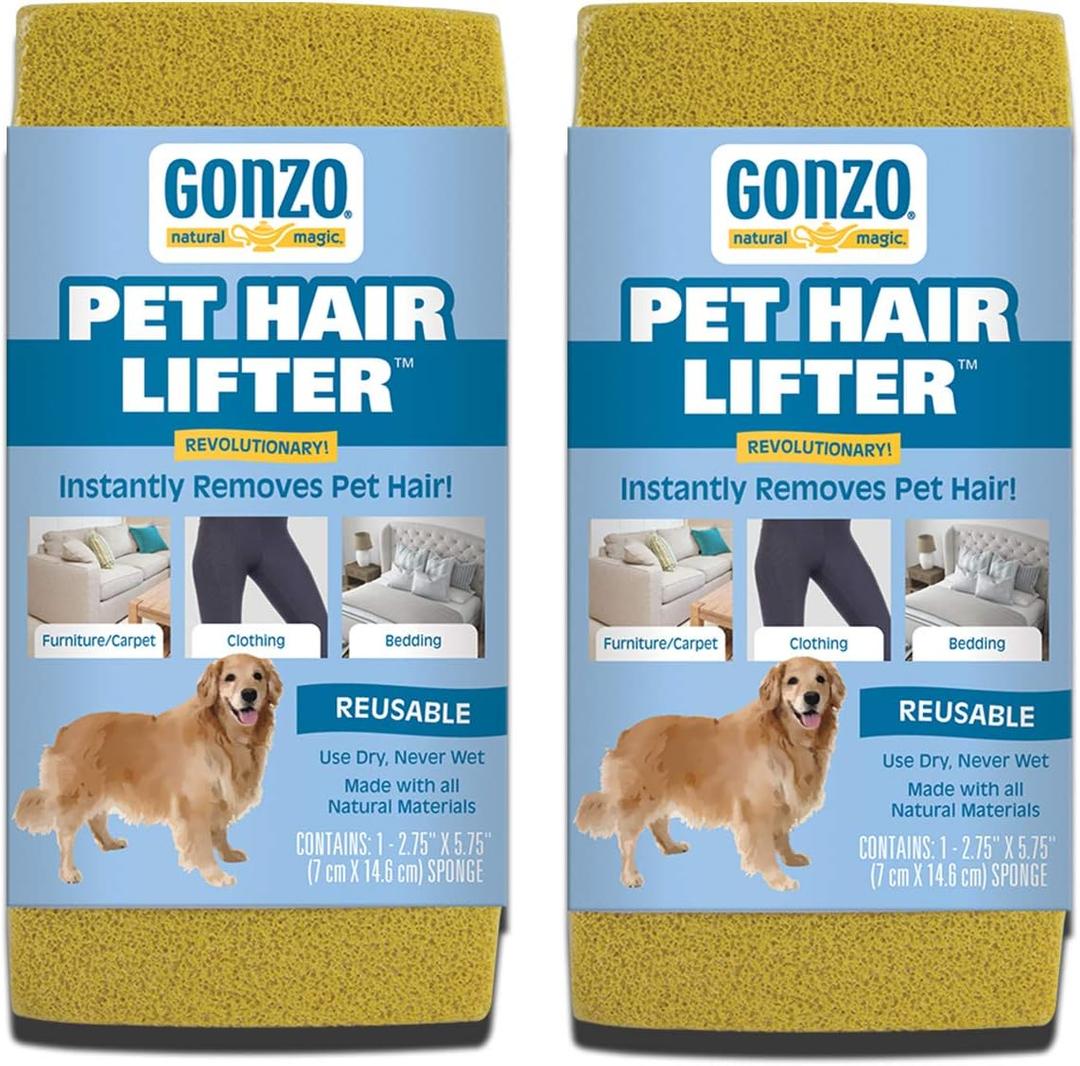 Gonzo Pet Hair Remover - Pack of 2 - Lift and Remove Dog, Cat and Other Pet Hair from Furniture, Carpet, Bedding and Clothing