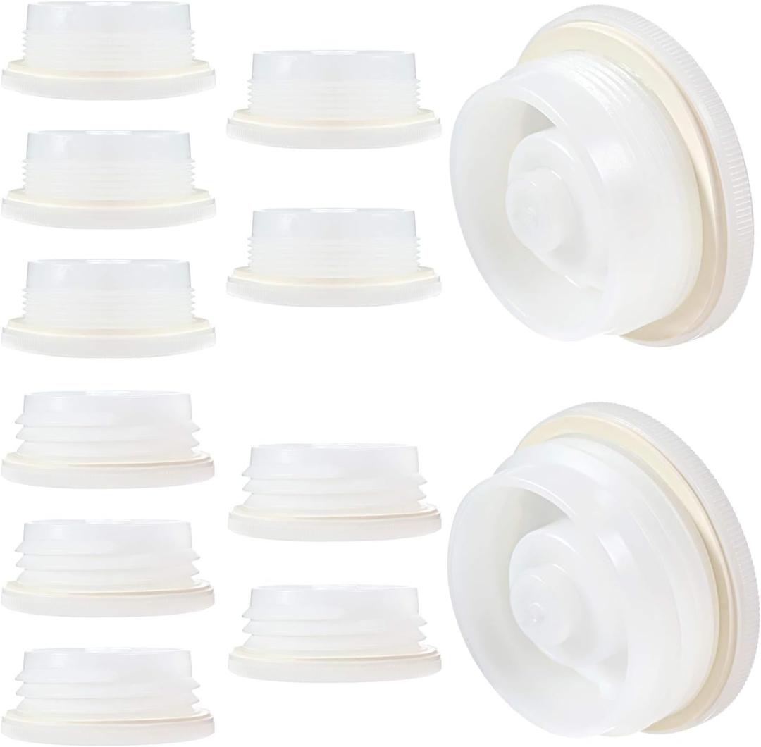 IMPRESA 2-Inch Bung Caps - 12-Pack - White Plastic Leak Protection with Plastic Gaskets - Universal Drum Caps for 15/30/55-Gallon Drums - Fine & Coarse Thread Bung Plugs with 3/4-In Knockout Ports