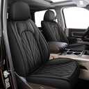 IKABEVEM Seat Covers Fit for Dodge RAM 1500 2002-2024 2025 2026: Compatible with RAM 1500 2500 3500 Car Seat Cover Truck Pickup Crew Double Quad Cab (Curved Bench, Front Seat, Black)