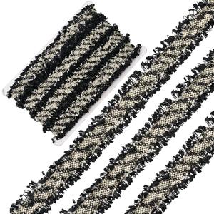 10 Yards Black Embroidery Applique Ribbon Luxury Tweed Fabric Trimmings Polyester Vintage Pleated Embroidered Lace Ribbons for Sewing Making Holiday Costume Clothing Accessories DIY Craft