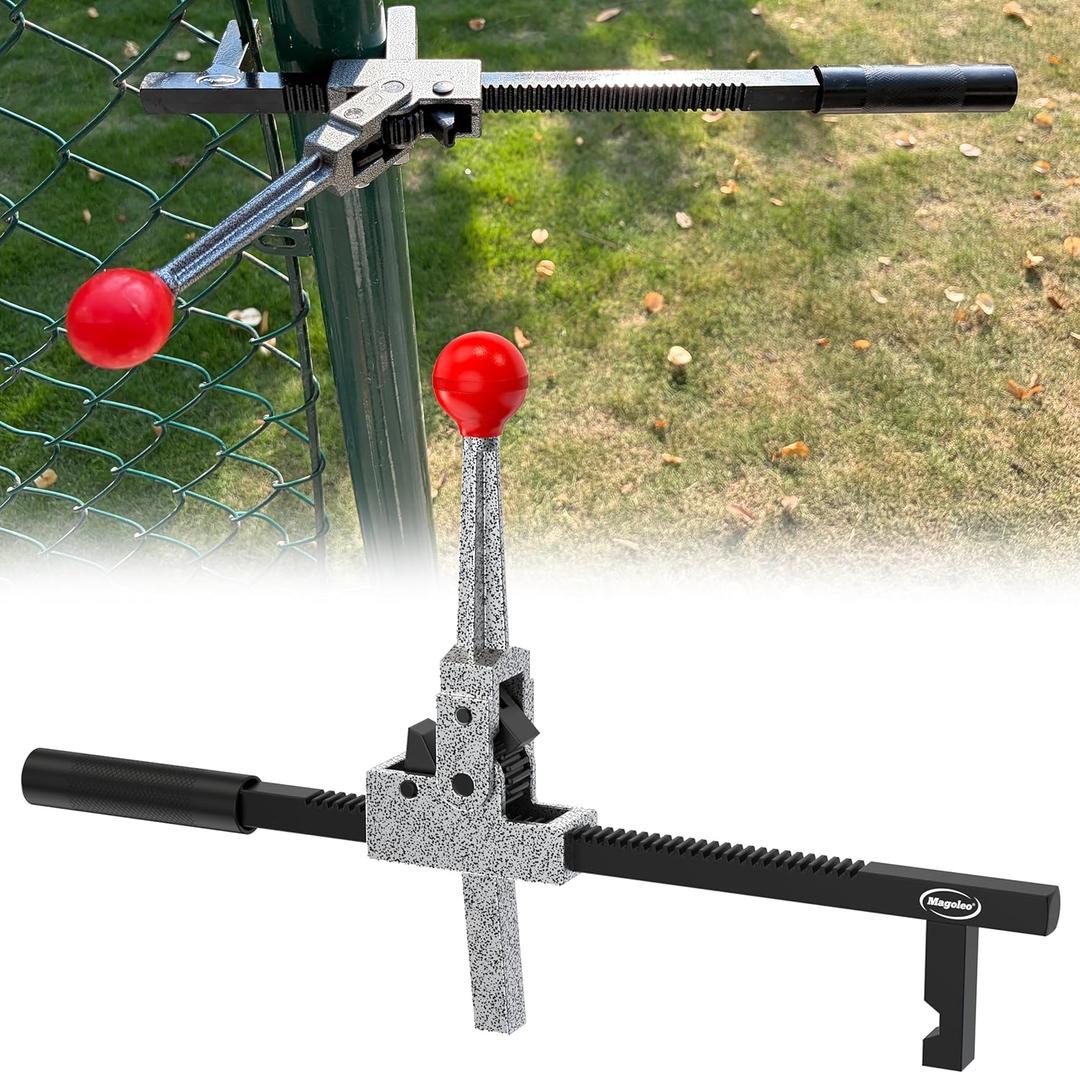Chain Link Fence Stretcher Tool, Heavy-Duty Fence Puller & Tensioner for Fence Fabric Installation or Repair Projects in Farm, Ranch & Garden, Easy One-Person Operation, 9 Ratchet Range (Gray)