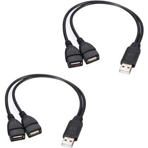 USB 2.0 Adapter, Dual USB Female Jack Y Splitter Charger Cable (2 Pack) for Laptop/Tablet/Smartphone Data Transmission/Charging
