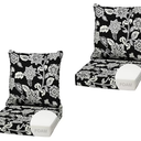 ARDEN Outdoor Foam Deep Seat Cushion - 2 Pack - 22x24 - Premium High Density Foam - Never Flattens - Weather Proof for Patio Chair Sofa Couch (Ashland Black Jacobean)