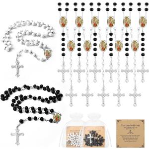 14 inch Wooden Rosary Beads Bulk Necklace,Virgen De Guadalupe Rosaries for Baptism Favor Our Lady of Guadalupe First Communion Scented Rosary with Organza Bag Rosaries Catolicos for Women Men