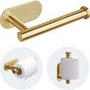 Toilet Paper Holder - Self Adhesive Toilet Paper Holder Wall Mount for Bathroom, SUS 304 Stainless Steel Command Strip Toilet Paper Roll Holder Stick On Wall, No Drilling - Brushed Gold (1PCS)