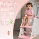 Potty Training Seat, 2 in 1 Potty Training Toilet with Step Stool for Boys Girls, Toddler Toilet Seat with Stabilizer Crossbar, Anti-Slip Pads and Splash Guard, Pink