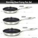 BRASA,3PCS,Nonstick Frying Pan Set,7.87in+9.45in+11.02in,Stainless Steel Pan Set,Skillet set Ceramic Nonstick Cookware set,Compatible Gas,Induction Dishwasher Safe PFOS,PFOA Free Frying Pan Set