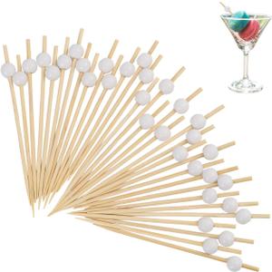 100 Pack Golf Cocktail Picks, 4.7" Bamboo Fancy Skewers Toothpicks for Appetizers Toothpicks for Food Drink Fruit Sandwich BBQ Charcuterie Boards Accessories Birthday Wedding Party Supplies