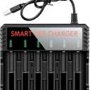 6 Bay 18650 Battery Charger Universal Charger for 3.7v Lithium Rechargeable Batteries Compatible 18650 26650 14500 16340(RCR123) 10440 17670 18490 17500 Lithium Battery Charger (USB Charger)