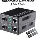 A Pair Gigabit Ethernet SFP Fiber Media Converters with Dual Core LC Transceiver Module, Single-Mode LC, SMF RJ45 to SFP Slot up to 20KM, 10/100/1000Base-Tx to 1000Base-SX (2 Pack)