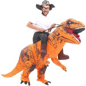 MXoSUM Adult Inflatable Dinosaur Costume Fancy Ride on Dinosaur Suit Blow up Trex Costume Dino Costume For Halloween (Brown)