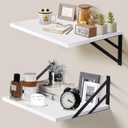 2 Pc Deep Floating Shelves ; 12 Inch Deep Wall Mounted Hanging Shelves for Living Room, Kitchen, Office, Bathroom and Bedroom Decor; Storage and Display Shelf Set (White)