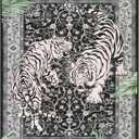 Moynesa Tiger 8x10 Area Rug, Washable Boho Rugs for Living Room, Vintage Large Soft Dining Room Rug, Non Slip Ultra Thin Stain Resistant Floor Carpet for Home Office Bedroom, Black