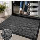 Mibao Front Door Mat Outdoor Entrance, 47" x 32" Heavy Duty Commercial Industria Dirt Trapper Waterproof Non-Slip Entryway Carpet,Weather Utility Rug, for Business Shop Patio Office Garage - Gray, 2'8" x 3'11"