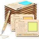 Kosiz 10 Set Employee Team Appreciation Gifts Bulk Team Together Wooden Sticky Note Holder with Notes and Ballpoint Pens Appreciation Thank You Gift for Staff Employee Office Supplies