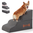 Dog Stairs 4 Steps for Small Dogs and Cats to Get on High Beds, Couch or Car, Pets Can Climb, Sit, Lie Down or Perch to Look Out Windows on The Spliceable Ramp, Provides Support, Grey（19" H）
