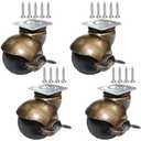 MySit 2 Inch Ball Caster Plate Brass Vintage Antique Furniture Wheels with Brakes Heavy Duty Set of 4,Swivel Casters for Furniture Legs, Cabinet, Sofa, Coffee Table