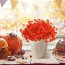 Geegoods Artificial Fall Flowers Outdoor  16 Bundles Morning Glory with Eucalyptus, UV Resistant Faux Plants for Porch, Patio, Front Door & Garden Planter Boxes | Lifelike Autumn Decoration (Orange)