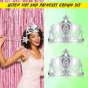 Tarpop 12 Pcs Witch and Princess Party Favors Witch Hat and Princess Crown Set for Galentines Birthday Party Decorations Gift