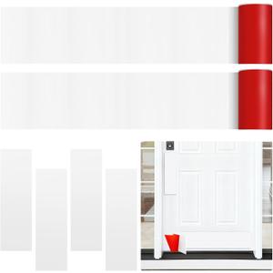 Rubber Door Push Plates 4Pcs 16" X 4.3",2Pcs 32.3" X 5.7",Anti Scratch Protection Device for Inner and Outer Doors,Prevents Dents & Scratches,Self-Adhesive (White)