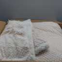 LLanCL 3D Jacquard Design Comforter Set, Ultra-Soft Warm Queen Size Sherpa Fur Plush 3-Pieces Sets Luxury Cozy Bedding with 2 Pillowcases (90"x90", Cream White)