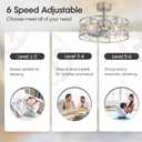 20 Inch Caged Ceiling Fan with Light and Remote, Quiet Reversible AC Motor, 5 ABS Blades, Modern Industrial Crystal Low Profile Small Ceiling Fan Light for Bedroom Home Indoor