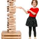 SWOOC Games - Premium Giant Tower Game | 60 Blocks + Storage Crate/Outdoor Table | Stacks up to 5ft | Jumbo Yard Games for Adults and Family | Giant Outdoor Set | Big Backyard Fun | Large Lawn Size