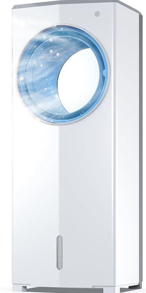 BUMAI Windowless Portable Air Conditioner, 26.5" Small Evaporative Air Cooler for Room No Window, 3-Speed Settings, 4 Modes, 7H Timer, 4 Ice Packs, Quiet AC Unit for Bedroom (White)