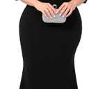 CYCLAMEN Plus Size Evening Gowns with Pearl Rhinestone Cold Shoulder Halter Neck Chiffon Curvy Mermaid Formal Maxi Dress (3X-Large Plus, Black)