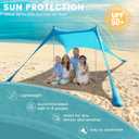 Beach Tent Sun Shelter - 10 x 10 Ft Beach Canopy UPF50+ UV Protection with Sandbags, Poles, Grond Pegs and Anti-Wind Ropes for Camping, Backyard, Picnics and Fishing