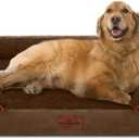 Comfort Expression Orthopedic Dog Bed for Extra Large Dogs 42x30 Inch, Waterproof Egg Crate Foam XL Pet Bed with Removable Bolsters, Dog Couch with Washable Cover & Non-Slip Bottom, Dark Brown