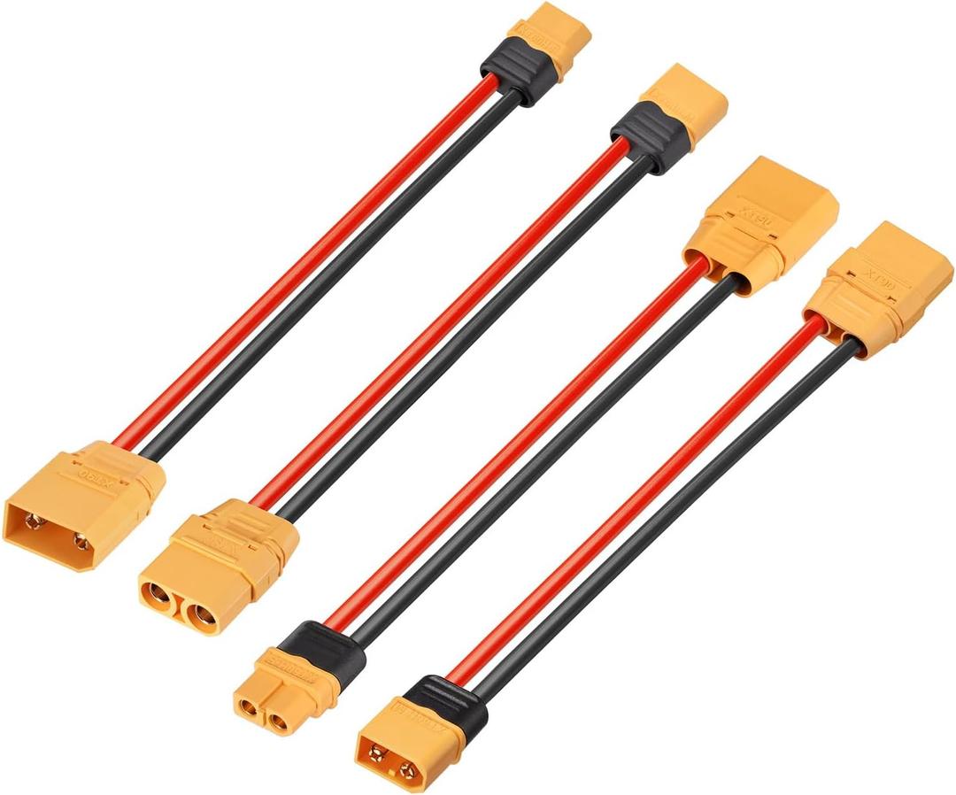 ELFCULB XT60 to XT90 Adapter Cable, 12AWG 0.5FT XT60 Male and Female to XT90 Connector Cable for RC Lipo Battery FPV Racing Drone Portable Power Station(2 Pairs)