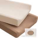 Konssy 2 Pack Muslin Changing Pad Covers for Boys, Ultra Soft & Breathable Cotton Baby Diaper Changing Table Covers, Neutral Nursery Diaper Changing Pad Sheets (Brown,Cream)
